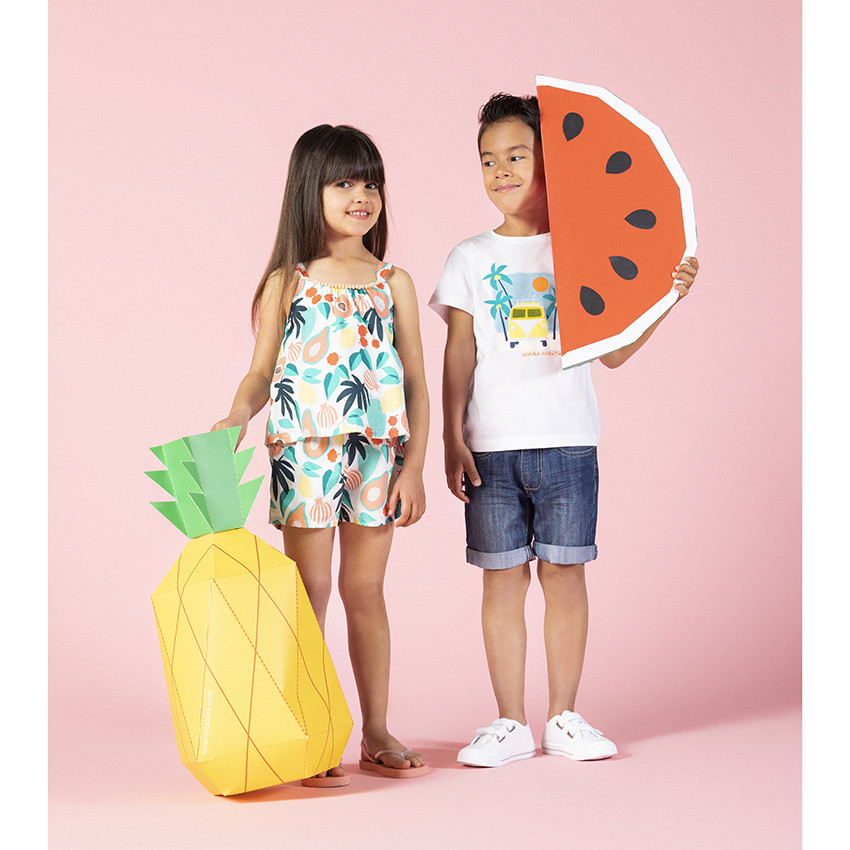 Combishort imprimée fruits pour fille 