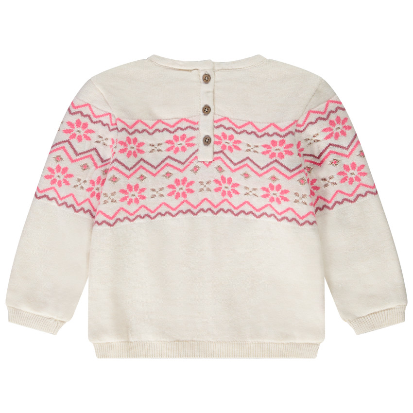 Pull en tricot jacquard avec broderies pour bébé fille 