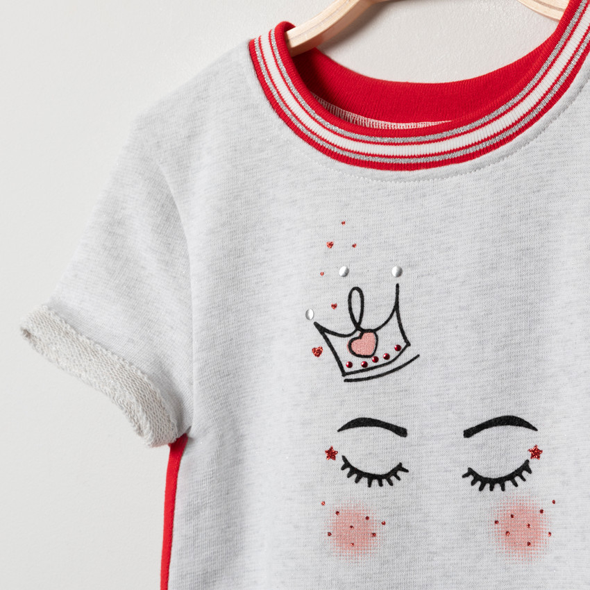 Robe manches courtes à bandes latérales pour fille 