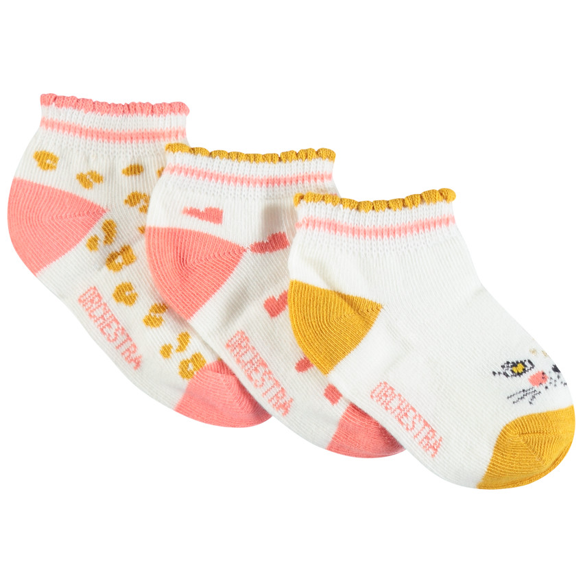 Lot de 3 paires de chaussettes motifs coeurs et léopard 