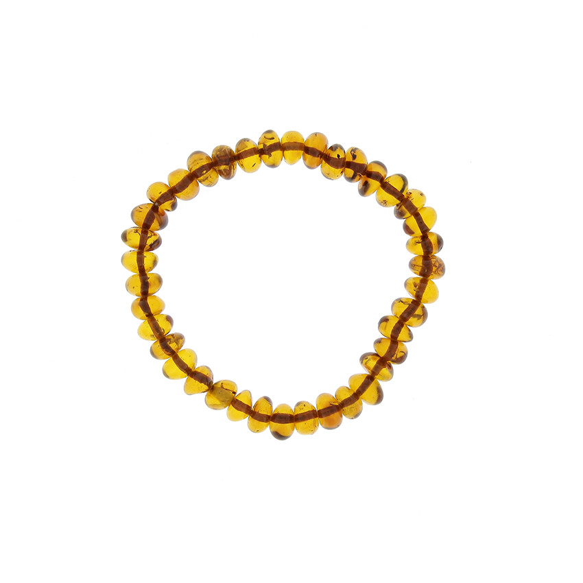 Bracelet d'ambre élastique pour adulte cognac