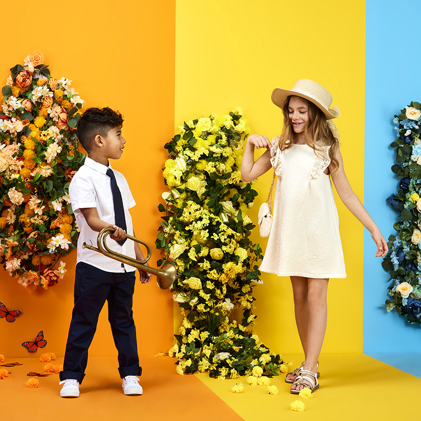 Robe de cérémonie en jacquard avec manches brodées pour fille 