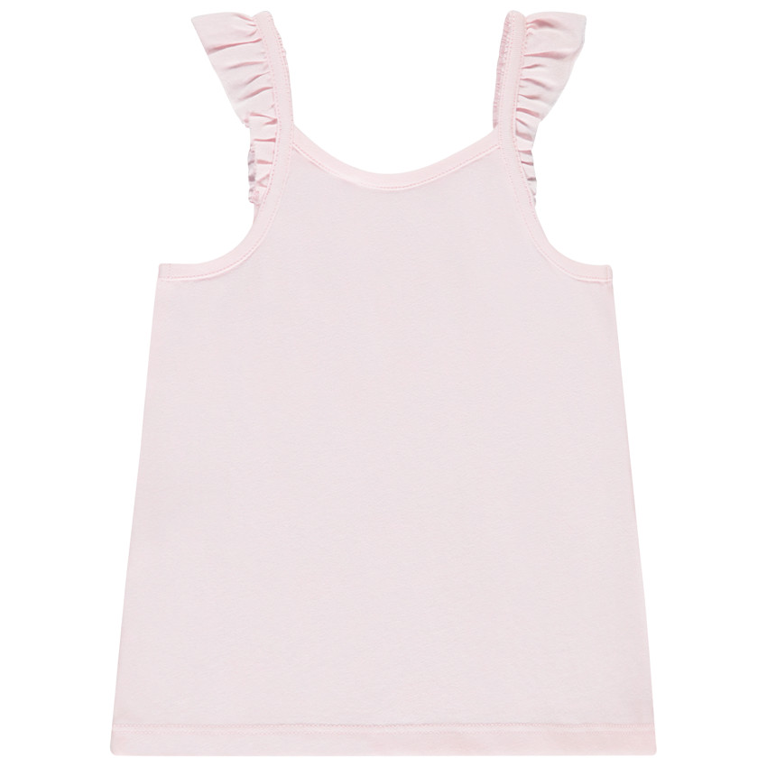 Débardeur uni avec bretelles volantées + print pour bébé fille 