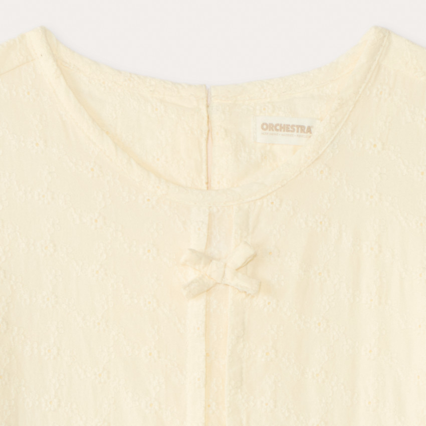 Tunique manches courtes en broderie anglaise pour fille 