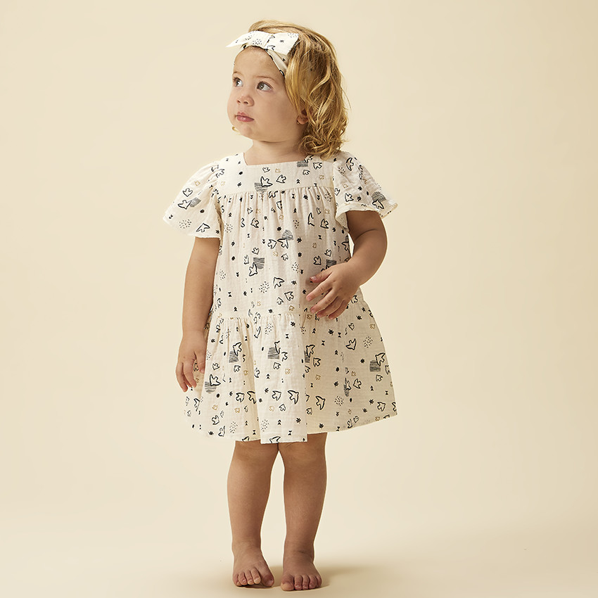 Bandeau à nœud imprimé fantaisie pour bébé fille 