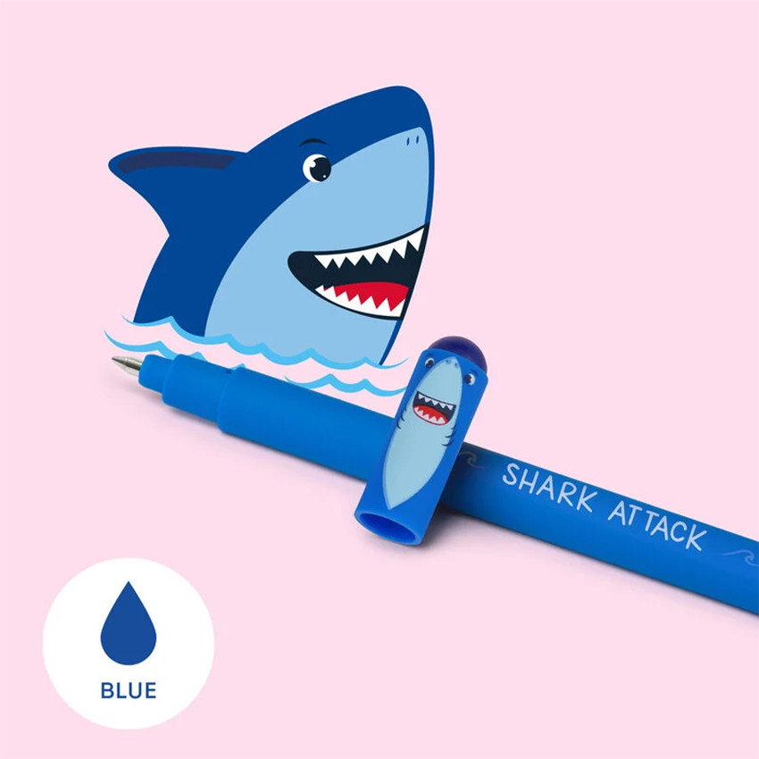 Stylo gel à encre bleue effaçable Requin 