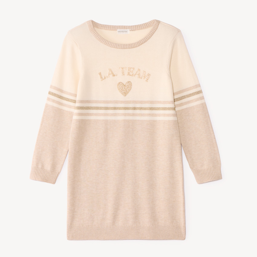 Robe en tricot manches longues fille pailletée 