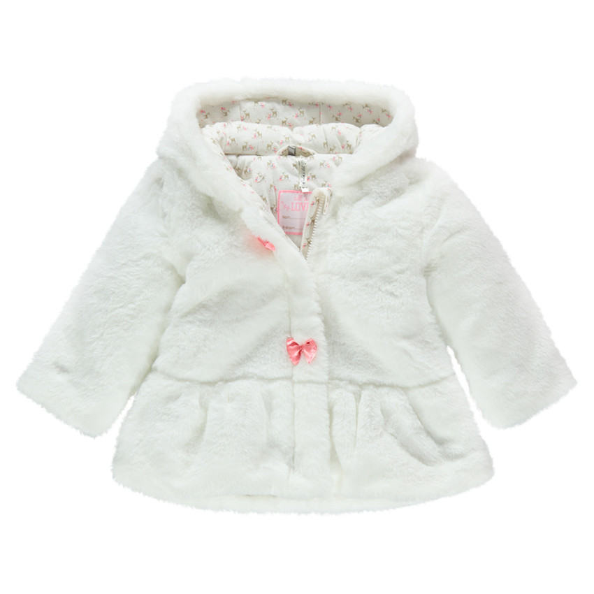 Manteau à capuche en fausse fourrure doublé jersey  