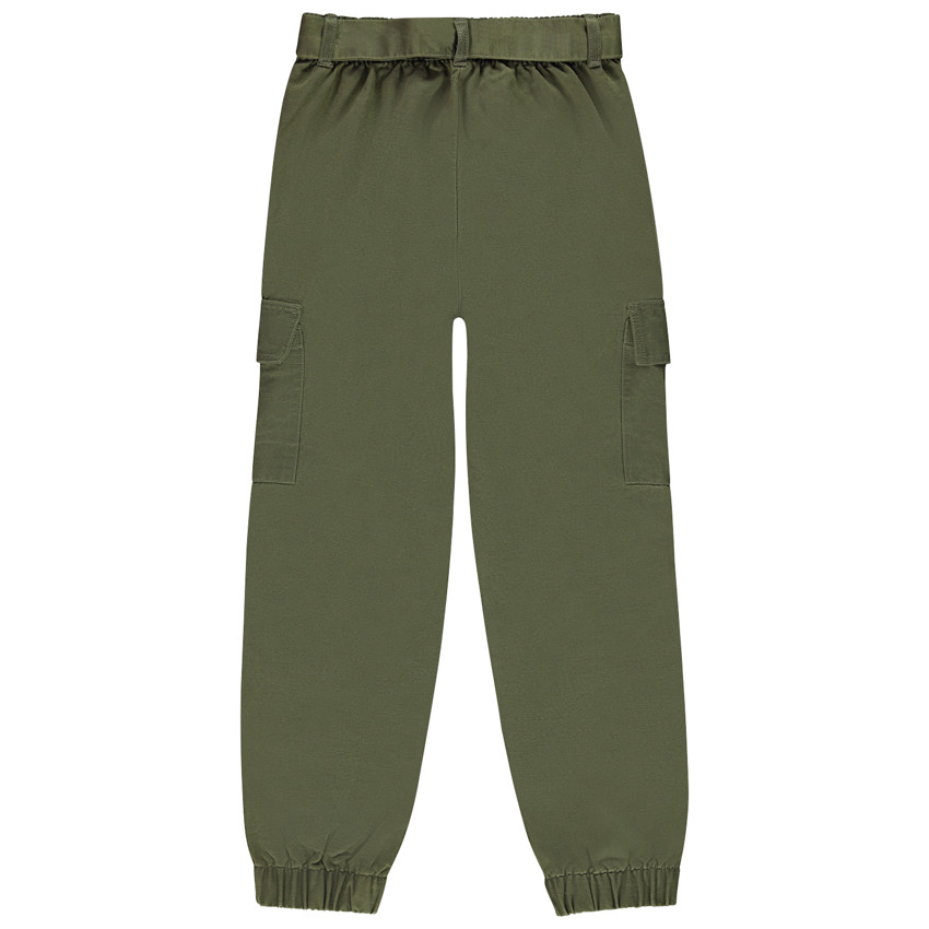 Pantalon style cargo uni avec ceinture pour fille 