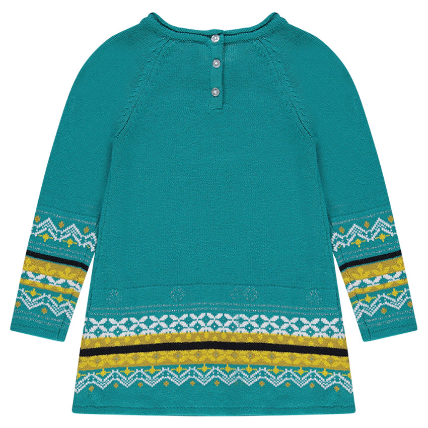 Robe manches longues en tricot motifs jacquard 