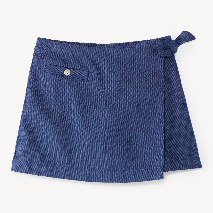 Jupe short fille en toile bleu marine