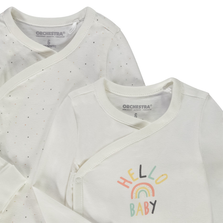 Lot de 2 bodies manches longues fantaisie pour bébé 
