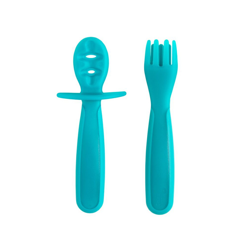 Lot de 2 couverts d'apprentissage bleu 