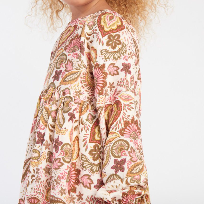 Robe manches longues imprimé folklorique pour fille 