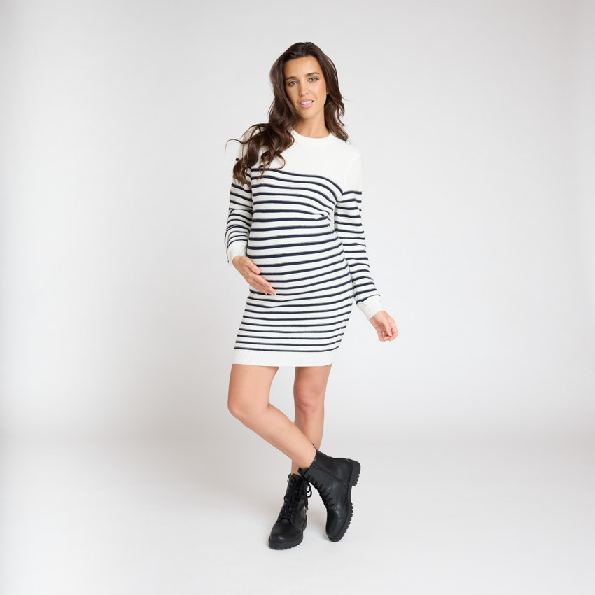 Robe esprit marinière en tricot fantaisie pour femme 