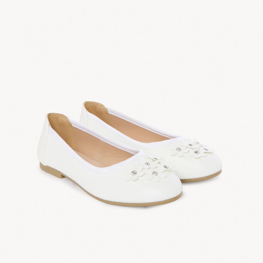 Ballerines à fleurs 3D et strass pour fille