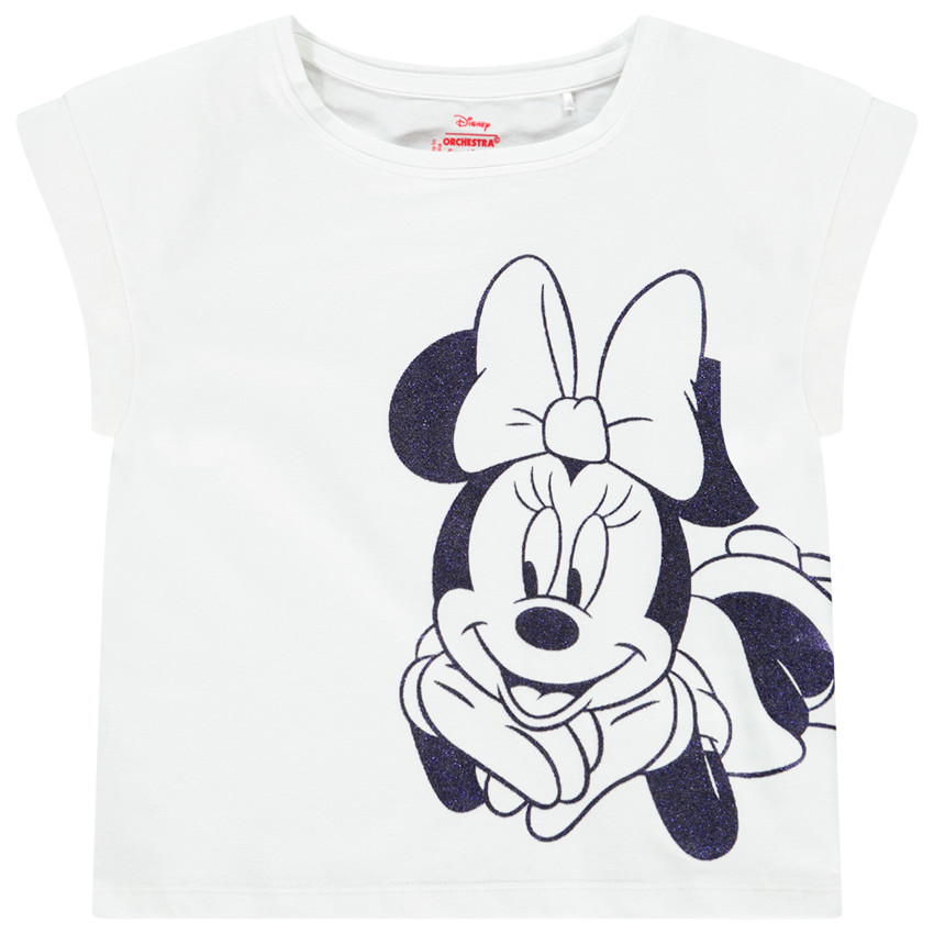 Disney Minnie Fille T-Shirt et Pantalon Corsaire Blanc 