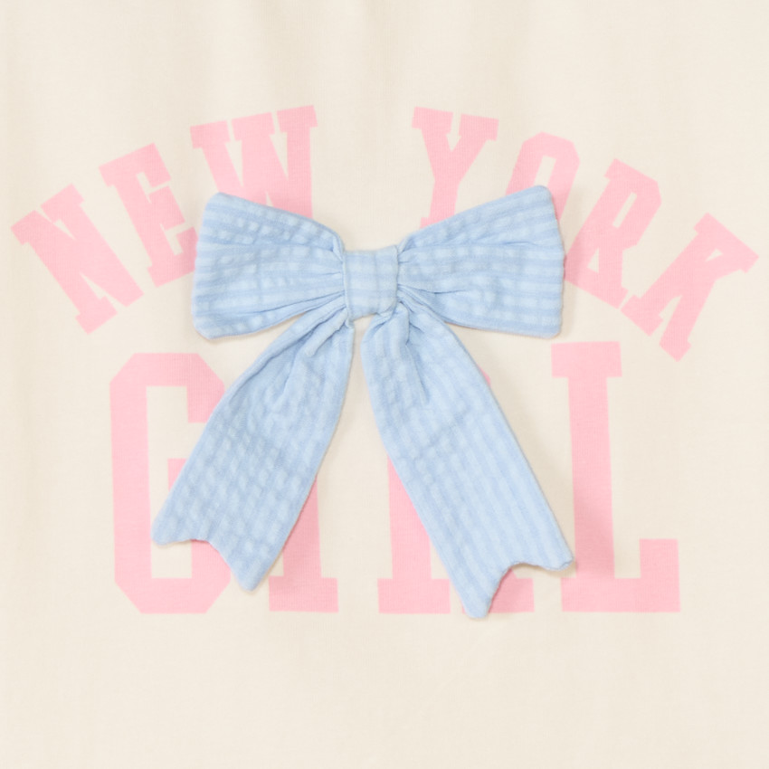 T-shirt manches courtes forme boîte à nœud pour fille 