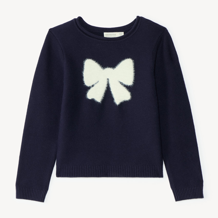 Pull fille texturé à motif fantaisie