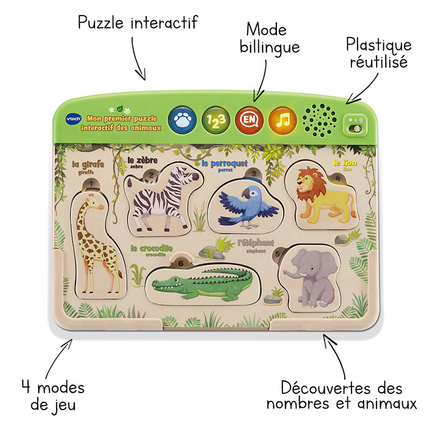 Puzzle interactif en bois Mon Premier Puzzle des Animaux 