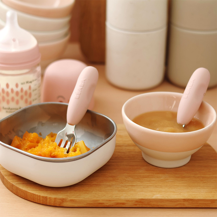 Lot de 2 pré-couverts en inox et silicone barbe à papa 