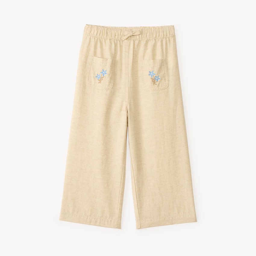 Pantalon large avec broderie fleurs pour bébé fille 