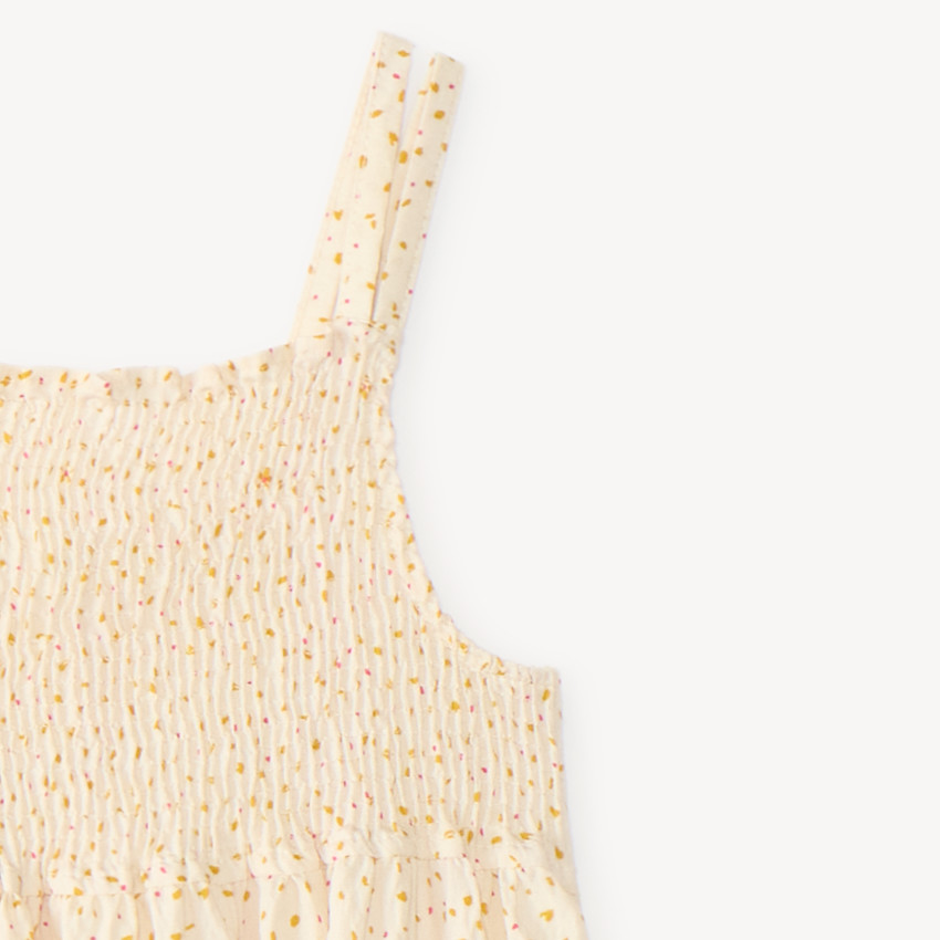 Robe longue smockée à bretelles imprimé fleurs pour fille 