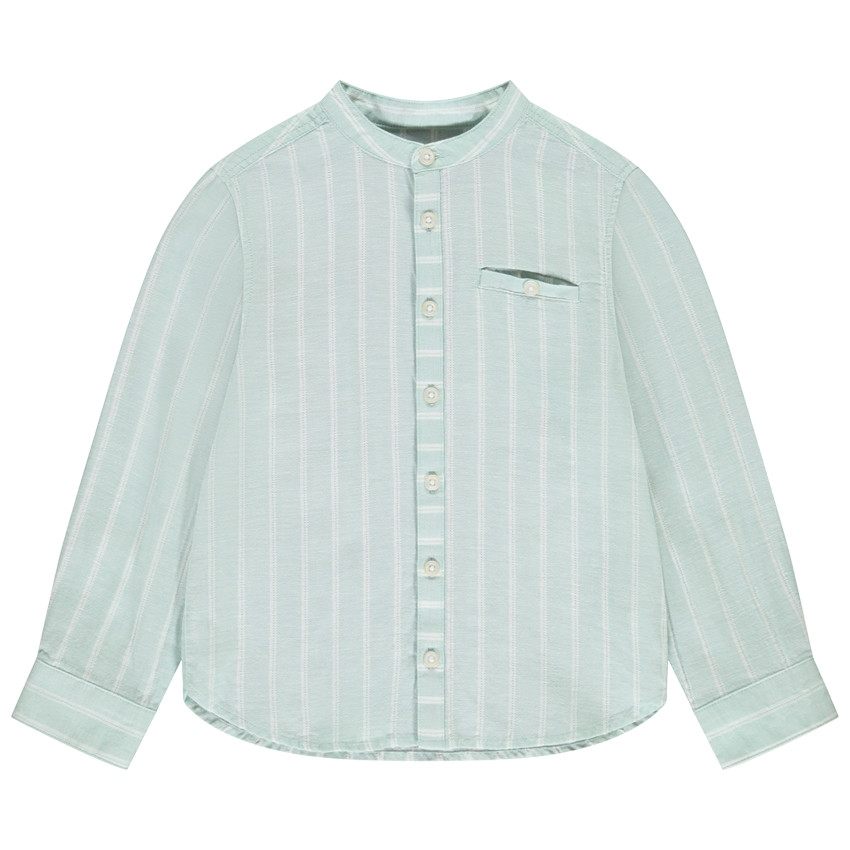 Chemise manches longues à rayures et col mao pour garçon  