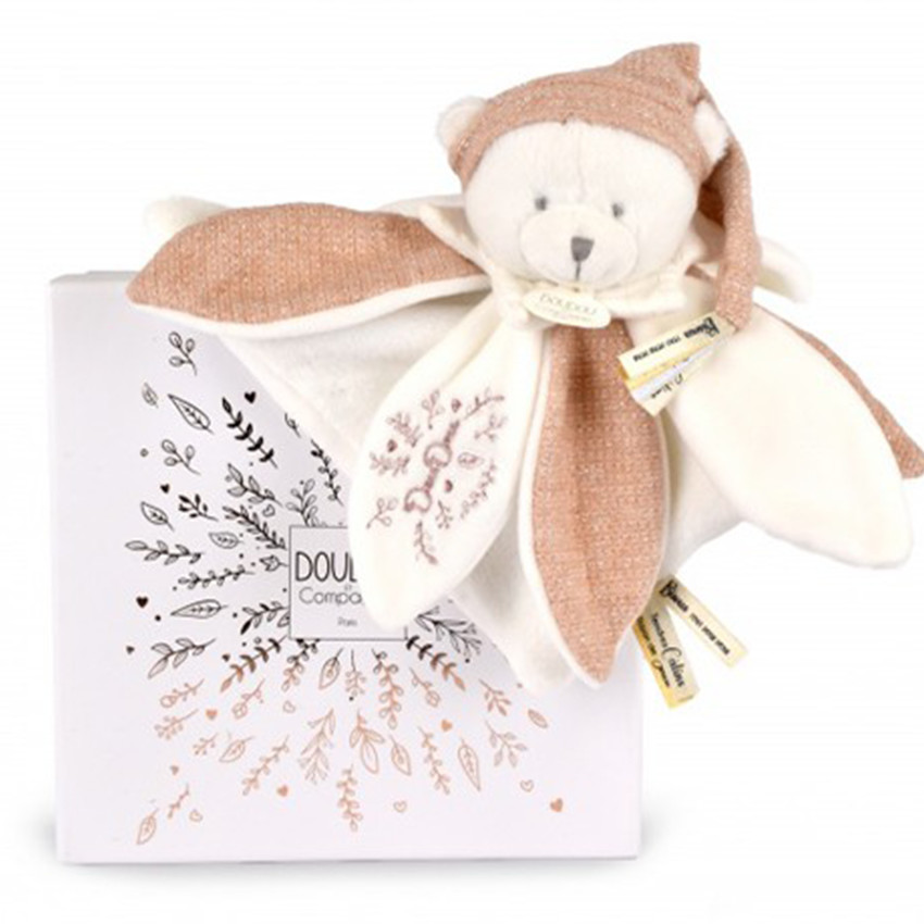 Doudou plat pétales ours 25cm collector 25 ans Rose