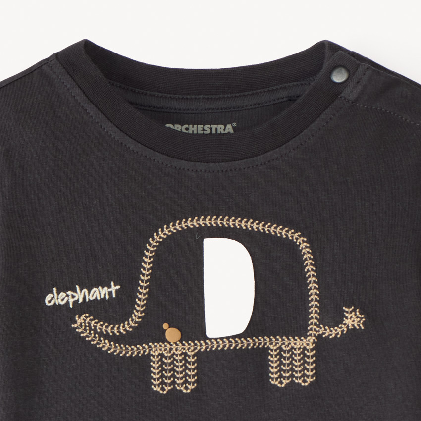 T-shirt manches courtes broderie éléphant pour bébé garçon 