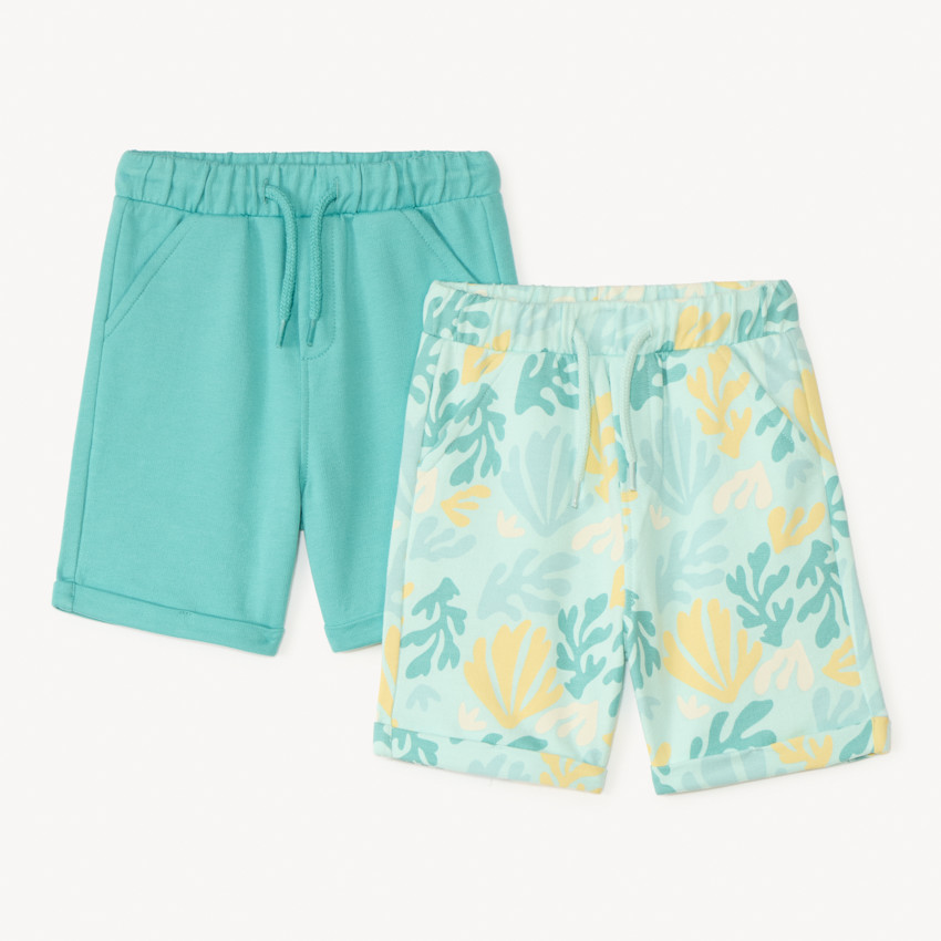 Lot de 2 bermudas en molleton fantaisie pour bébé garçon