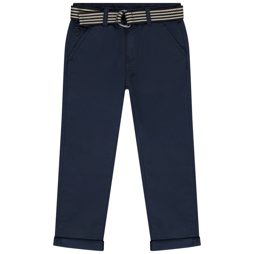 pantalon chino avec ceinture tissée pour garçon - bleu marine