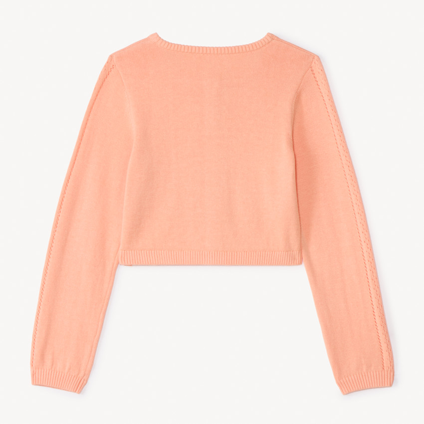 Gilet manches longues en tricot fantaisie uni pour fille 