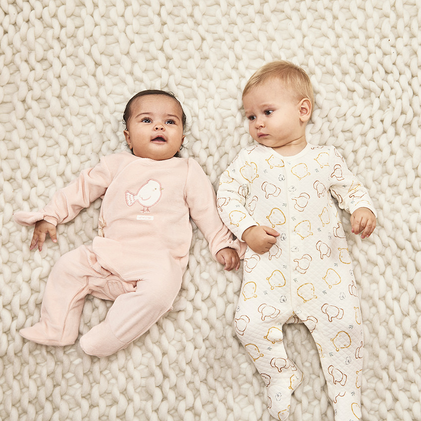 Dors-bien en velours fantaisie patch oiseau pour bébé fille 