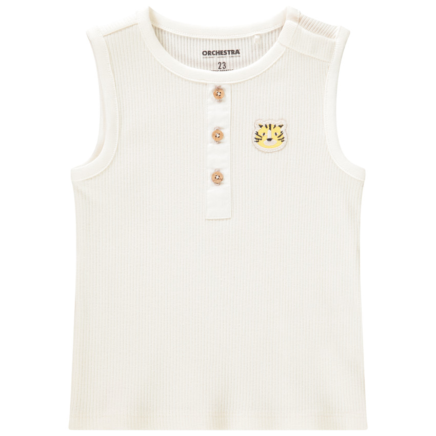 Débardeur effet velours côtelé avec tigre brodé pour bébé garçon