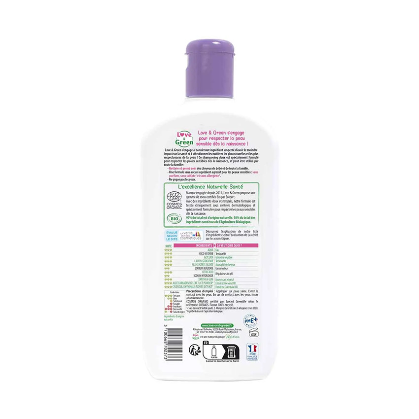 Shampoing doux certifié Bio bébé & adulte 500 ml 
