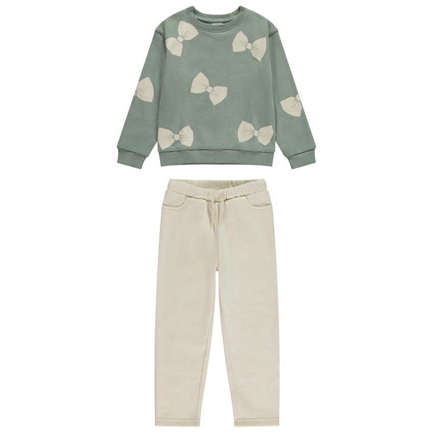 Ensemble jogging molleton imprimé nœuds pour fille 
