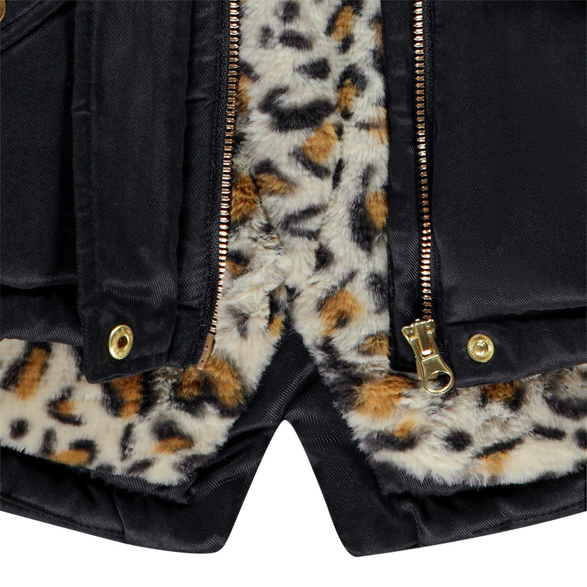 Parka grand froid doublée sherpa léopard pour enfant fille Main Parka grand froid doublée sherpa léopard pour enfant fille