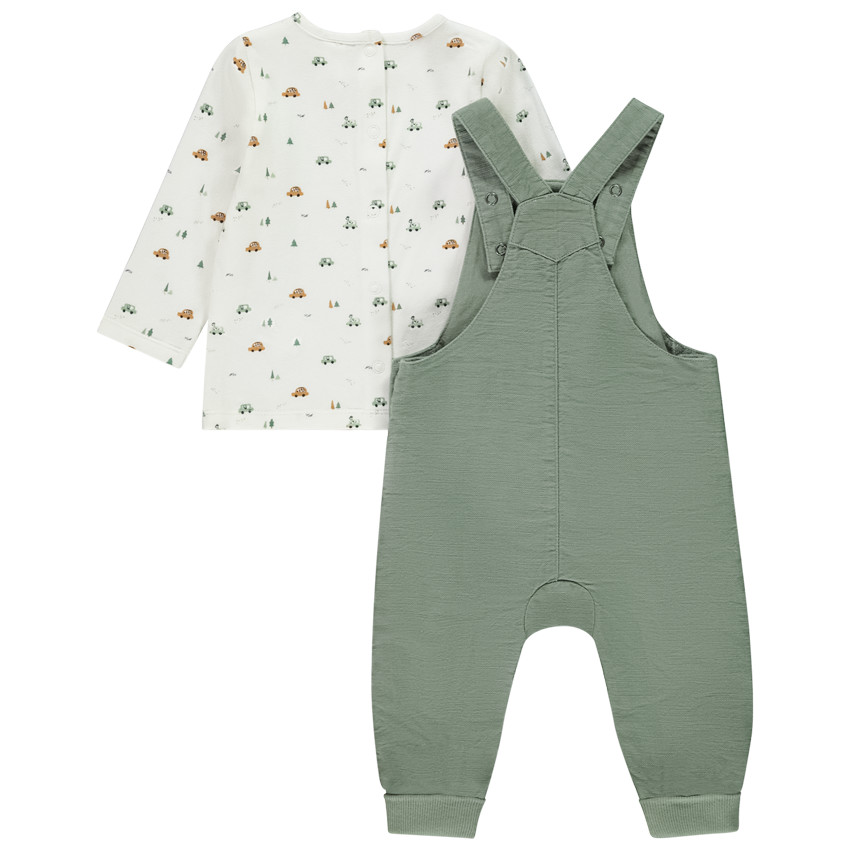 Ensemble salopette doublée + t-shirt manches longues bébé garçon 
