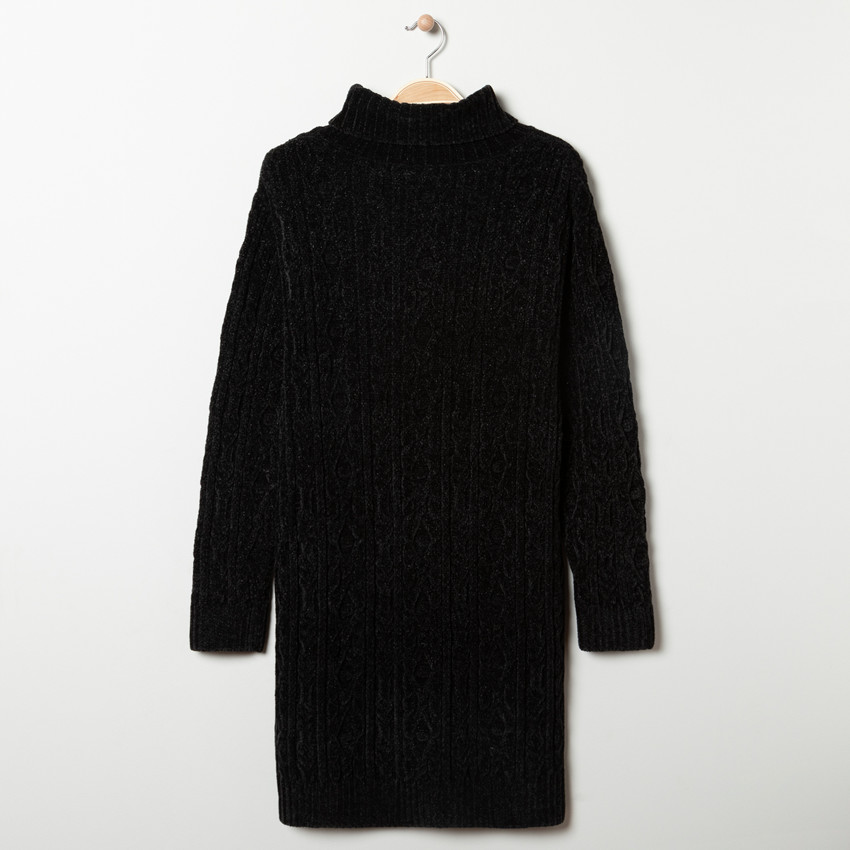 Robe de grossesse noir en maille chenille  