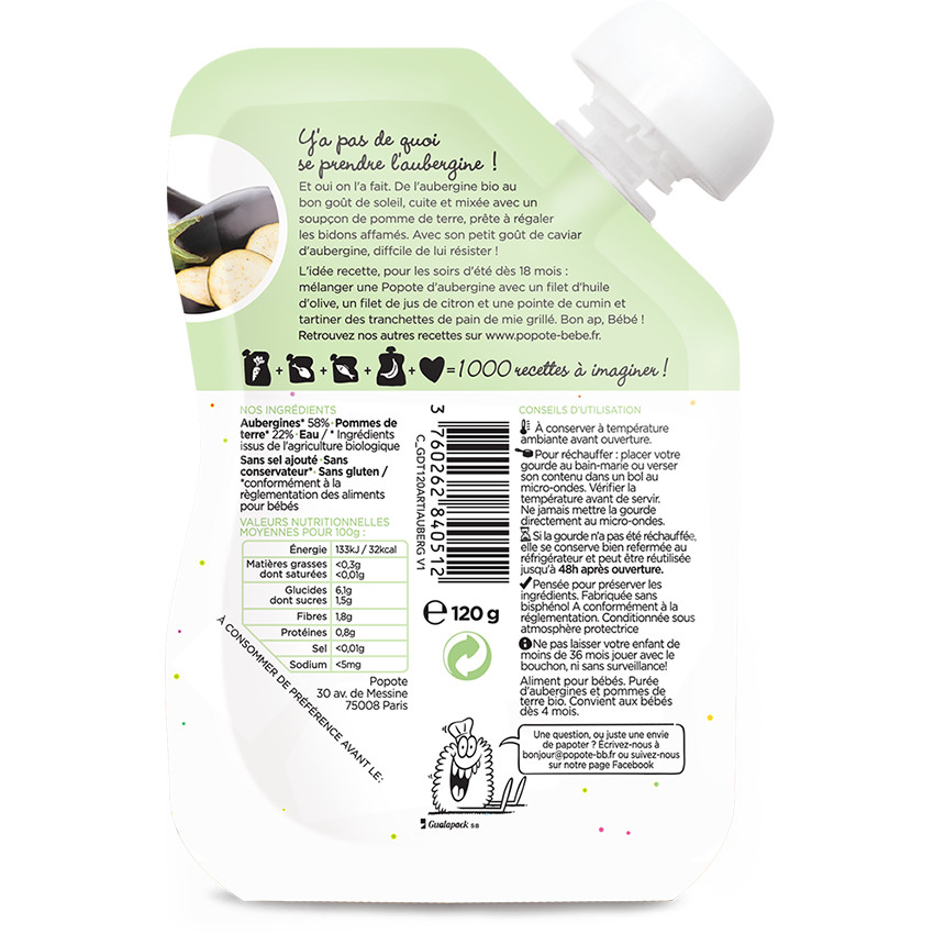 Gourde à l'aubergine bio - 120g 