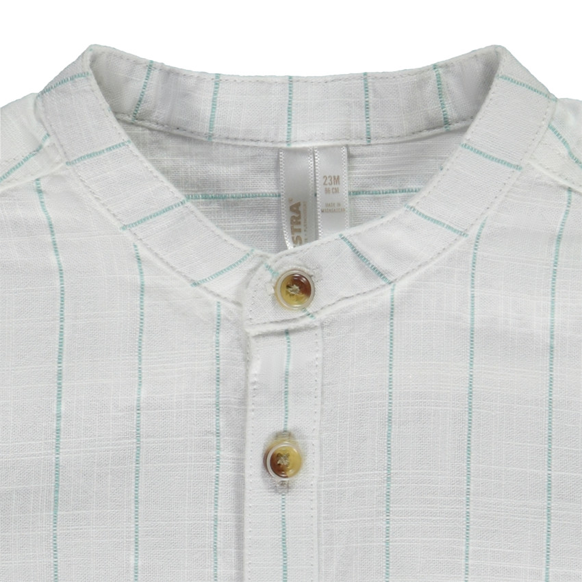 Chemise manches courtes rayée à col mao pour bébé garçon 