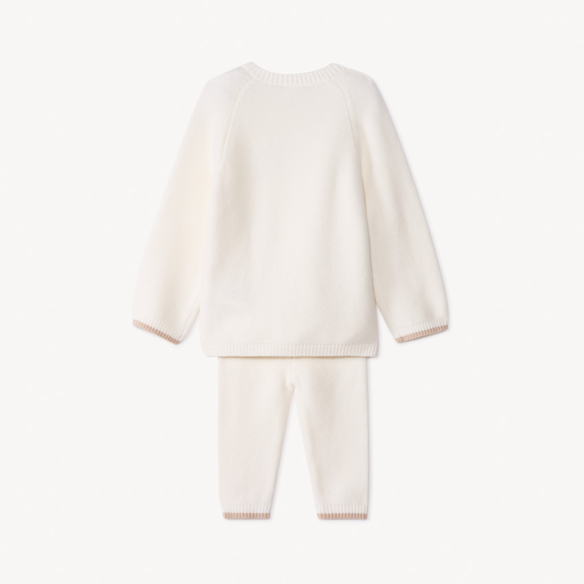 Ensemble 2 pièces en tricot point mousse uni pour bébé 