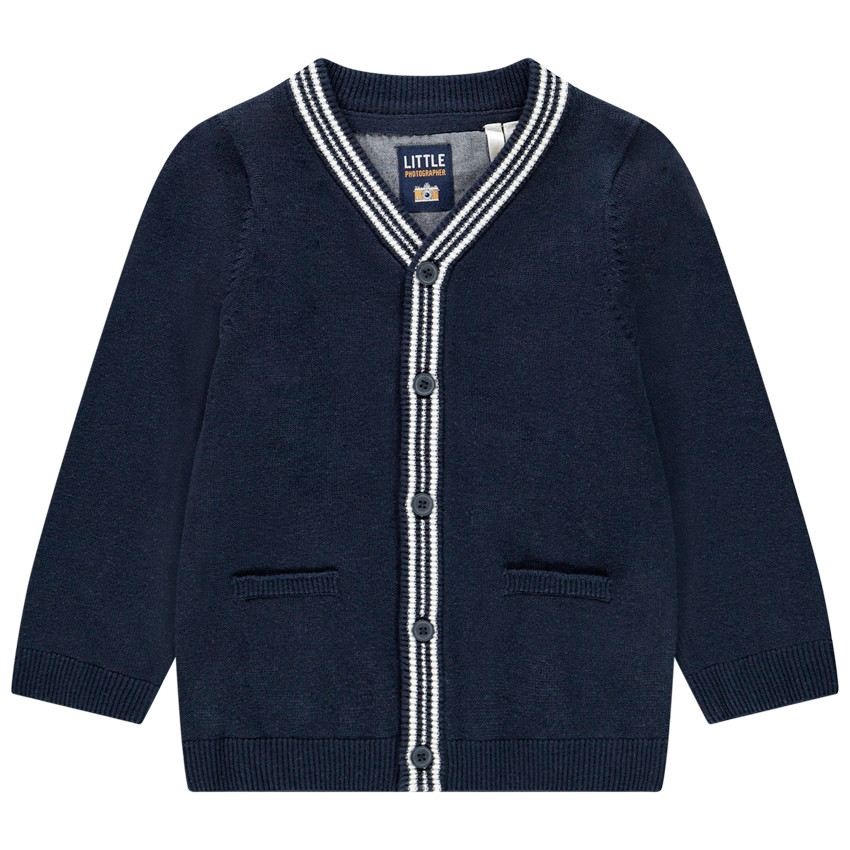 Gilet en tricot à boutonnière rayée pour bébé garçon 