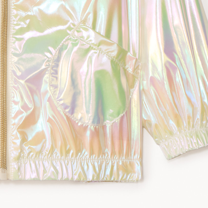 Coupe-vent en toile iridescente à capuche pour bébé fille 