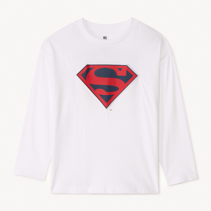 T-shirt manches longues Superman Warner en relief pour garçon 