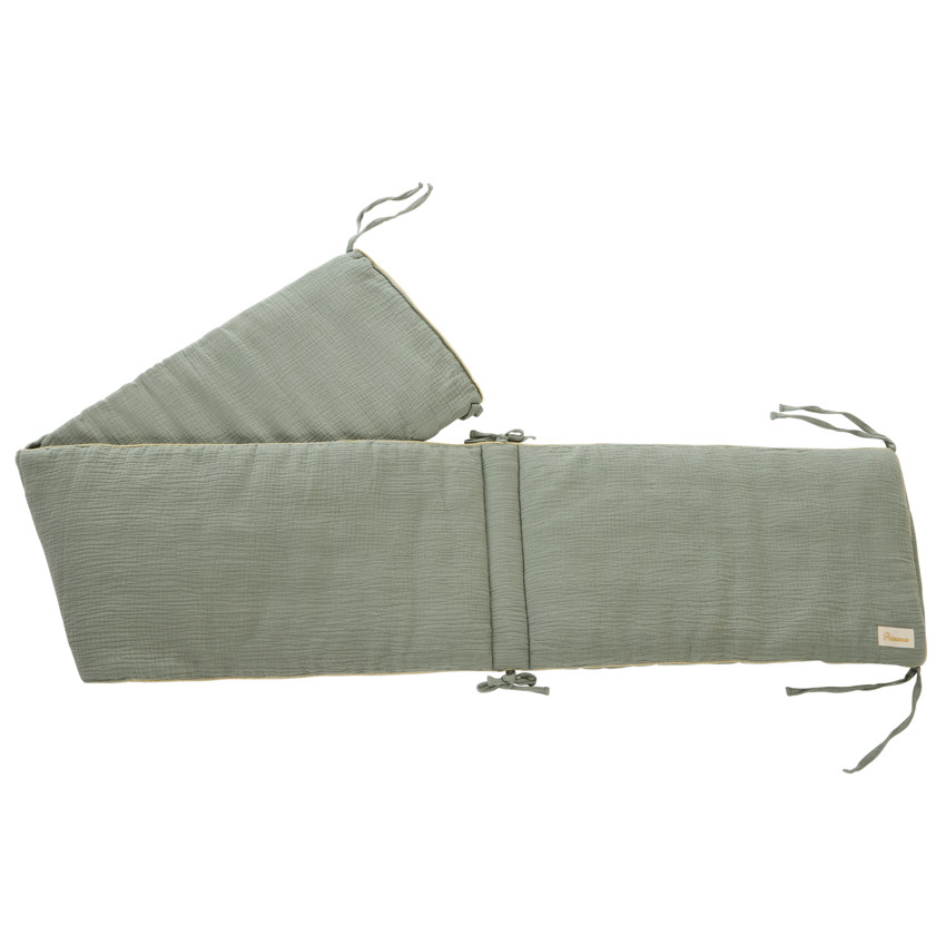 Tour de lit 3 pans en gaze de coton vert 