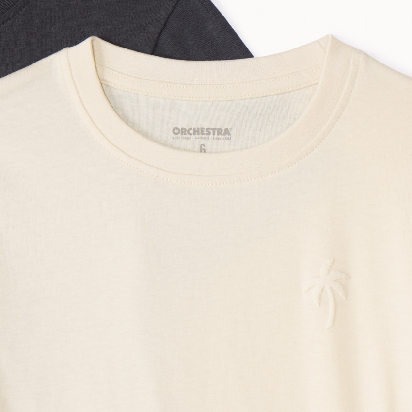 Lot de 3 t-shirt manches courtes uni avec print palmier pour garçon 