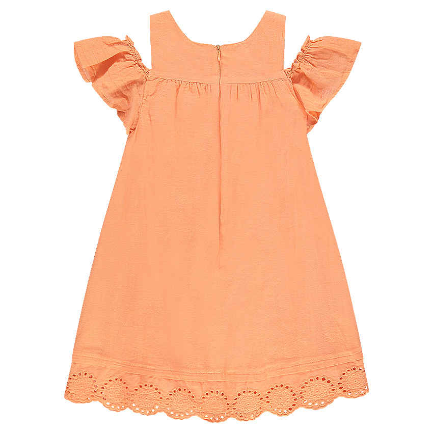 Robe en crêpe de coton à épaules ajourées 