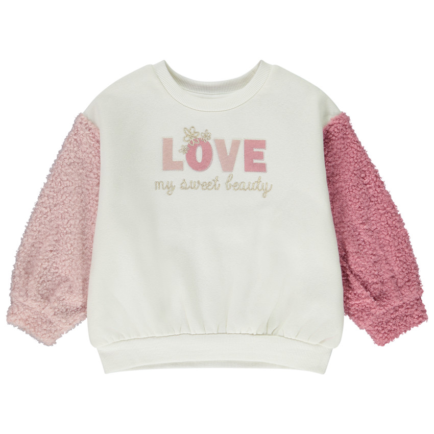Sweat molleton oversize à manches bouclettes pour bébé fille 